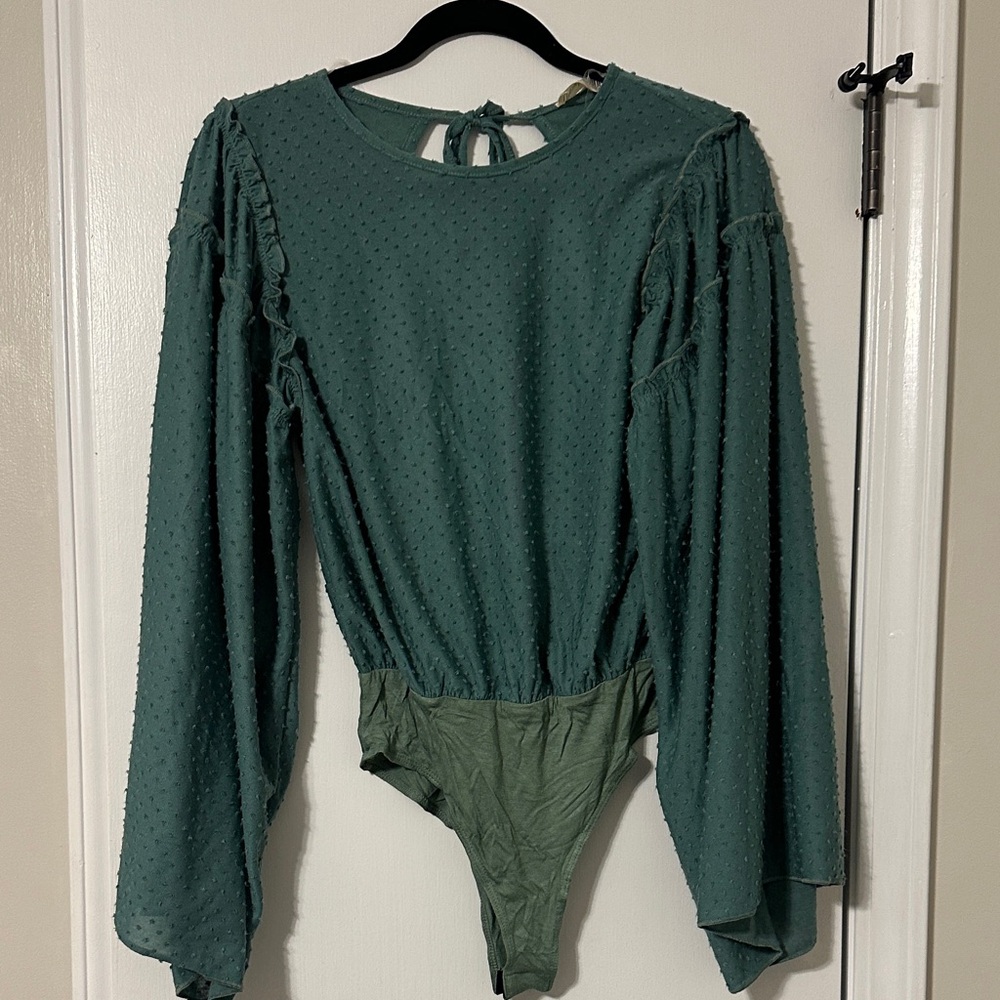 Peach Love California Teal Textured Bodysuit